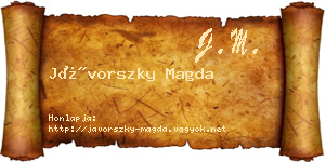 Jávorszky Magda névjegykártya